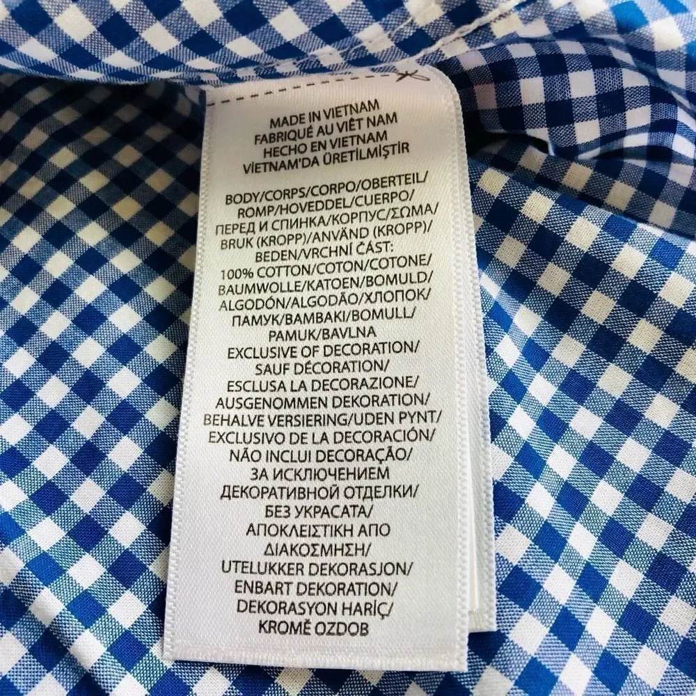 NWOT Ralph Lauren Boys Natural Stretch Blue Checked Long Sleeve Button Down Shir
